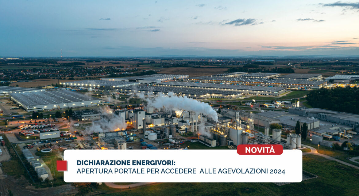 Dichiarazione energivori: apertura portale per accedere alle agevolazioni